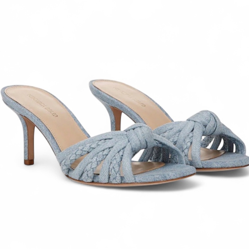 ❣️Veronica Beard “Misa” Square Toe Blue Braided Heels Size 5.5